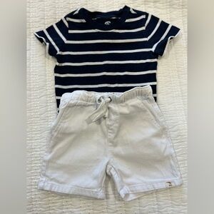 Me and Henry Baby Boy White Twill Shorts & Navy/White babyGap Tee Size 12-18 Mos